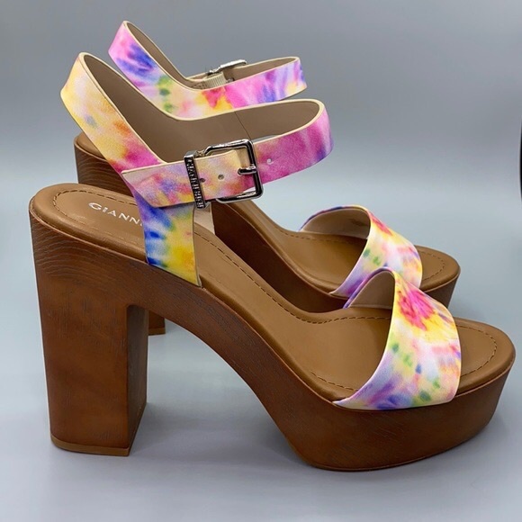 Gianni Bini NEW IN BOX Palmeera Platform Block Heel Sandals 🌈BRIGHT MULTI SZ 9 - Picture 5 of 6
